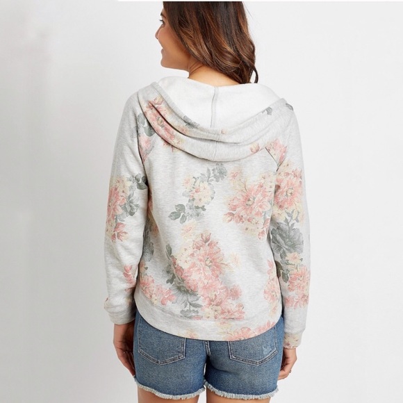 Sz Small Gray Floral Pullover Hoodie - Picture 5 of 5